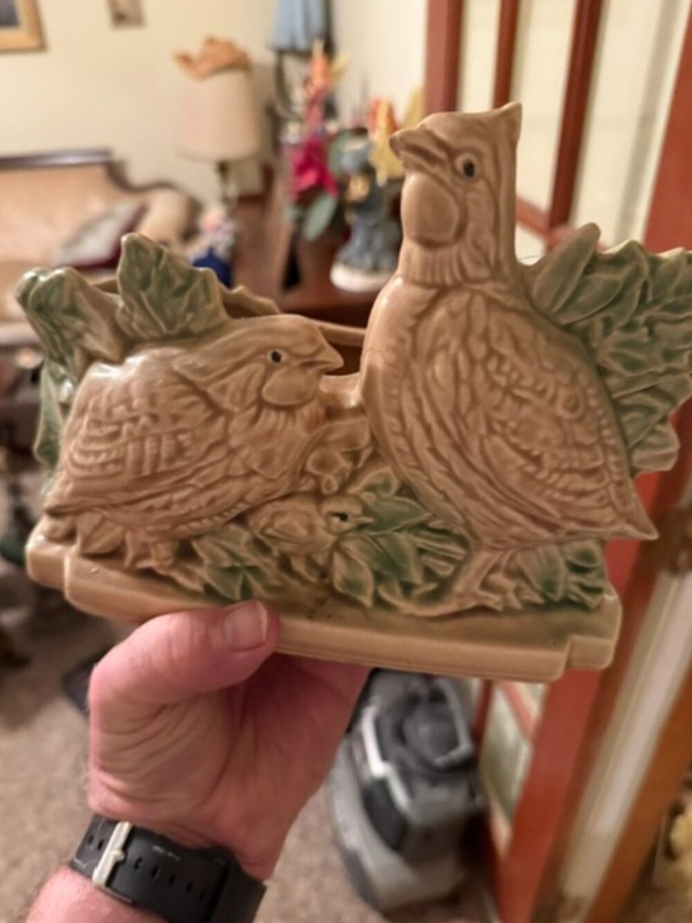 Vintage 1955 McCoy Pottery Quail Family Planter – Authentic Mid-Century